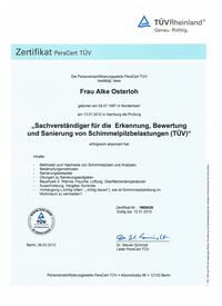T&Uuml;V Schimmel-Zertifikat